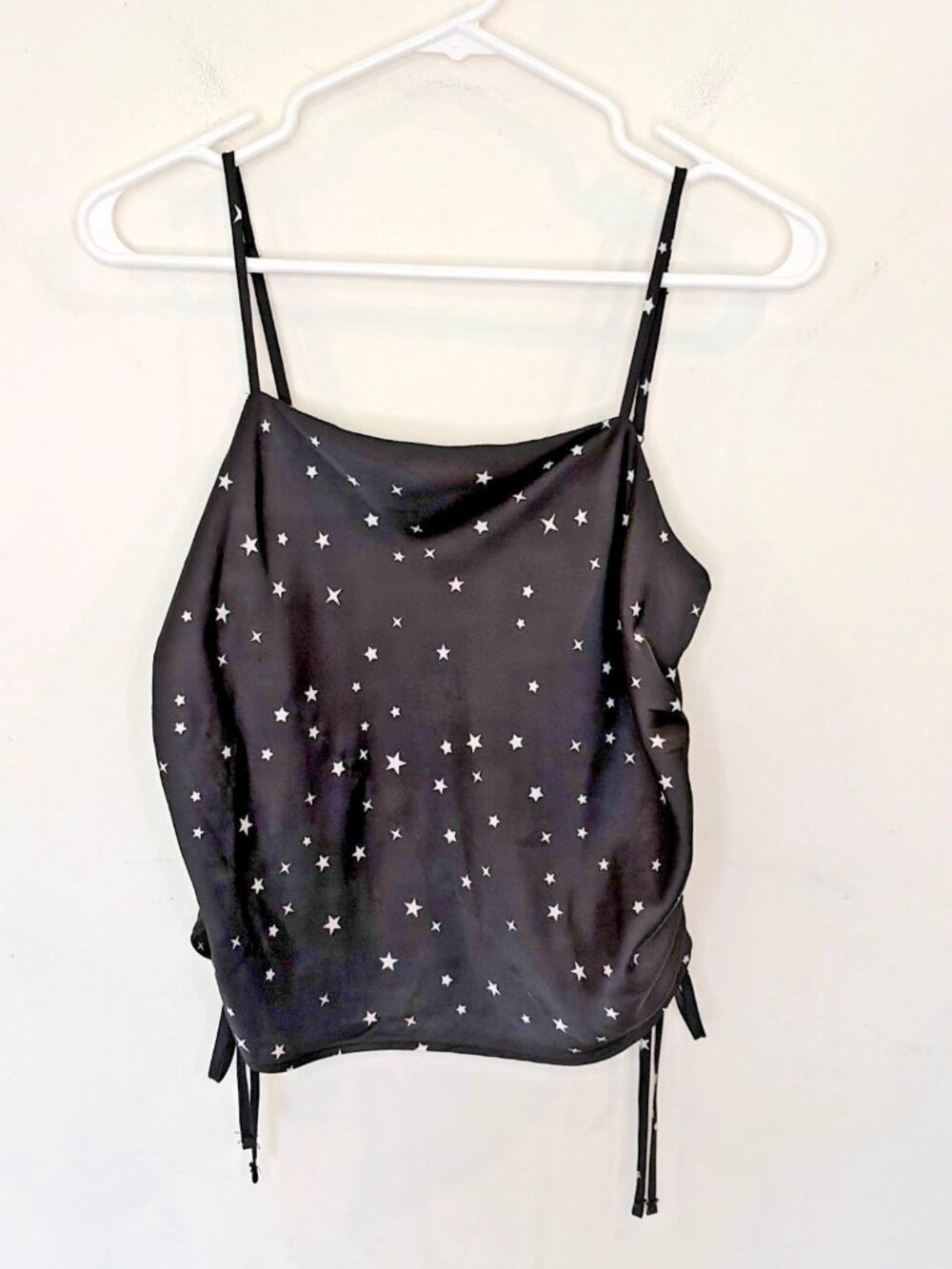 Star Camisole Top Sz M Y2K Whimsigoth Celestial Witchy Black White Cinch